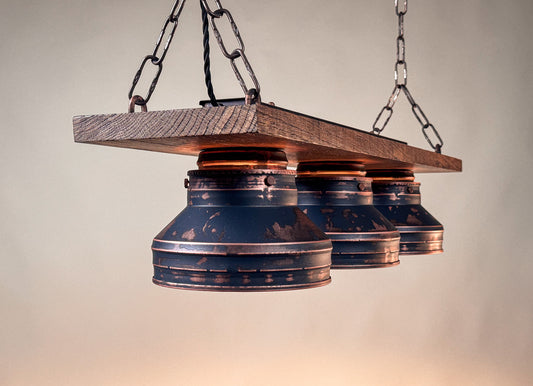 Heritage Oak - Triple Industrial Pendant Light