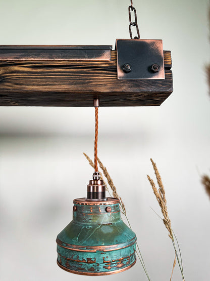 Industrial lighting ,Patina Light fixture ,Rustic chandelier , Farmhouse lighting ,Pendant light,