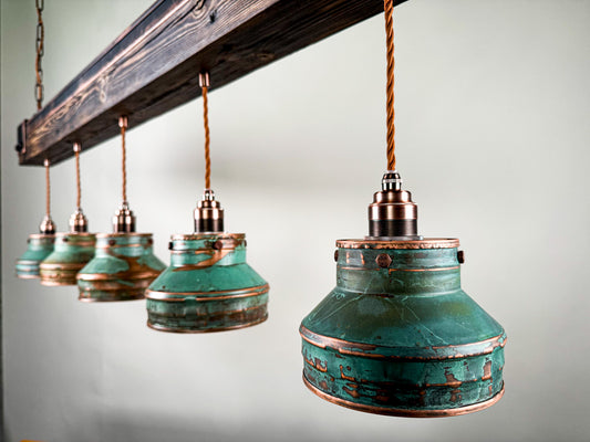 Industrial lighting ,Patina Light fixture ,Rustic chandelier , Farmhouse lighting ,Pendant light,