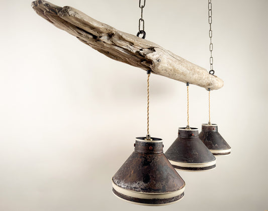 Driftwood LED Pendant Light: Coastal Farmhouse Lighting Fixture