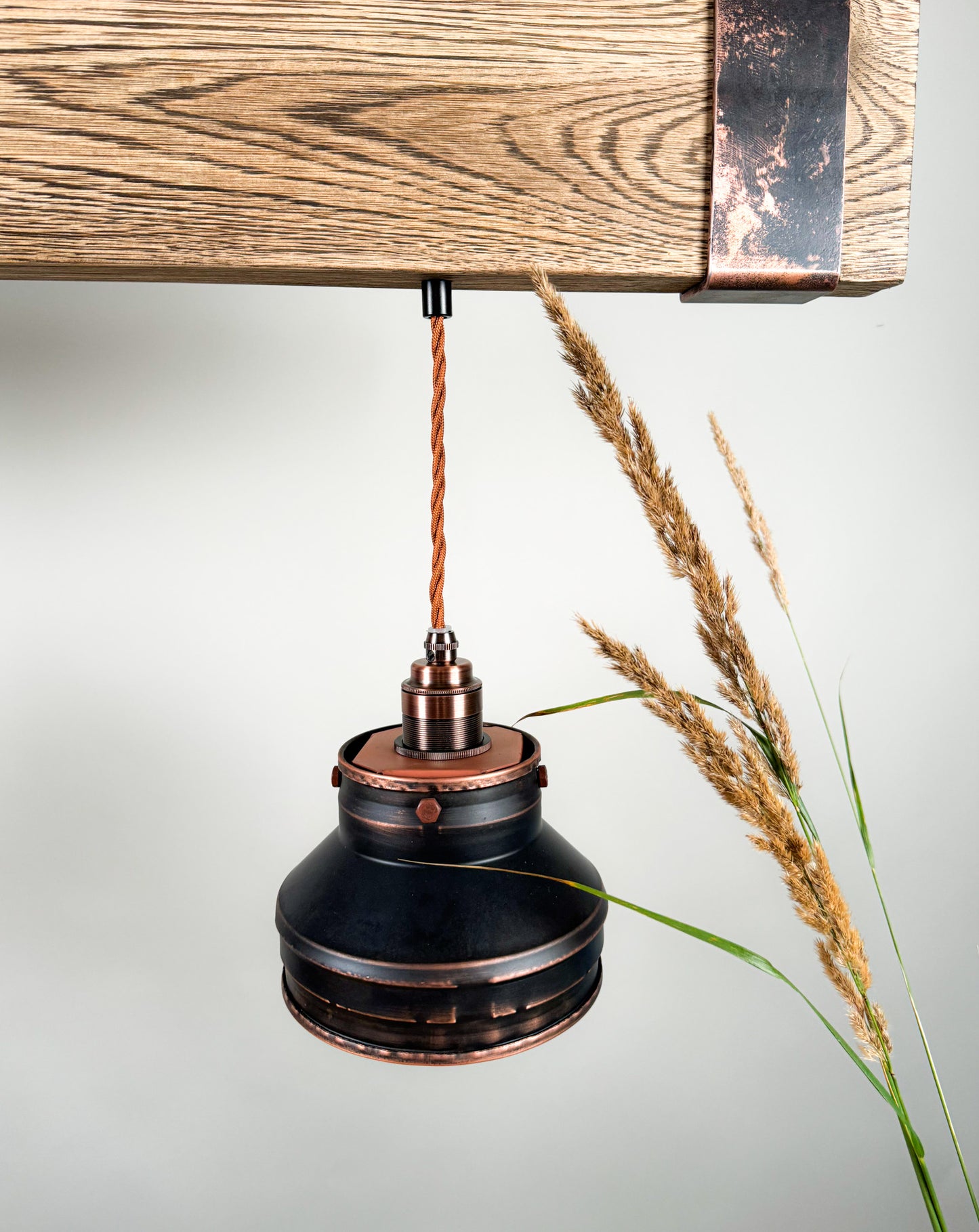 Elm beam , Industrial lighting ,Patina Light fixture ,Rustic chandelier , Pendant light
