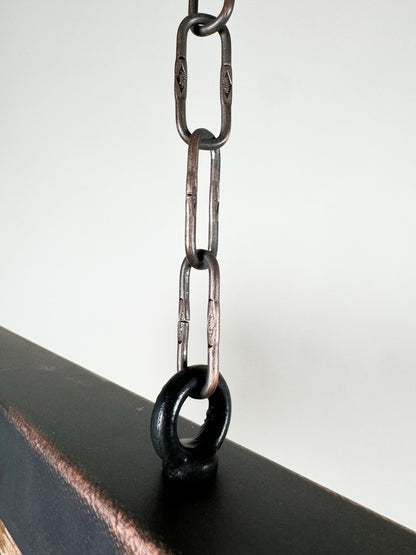 Elm beam , Industrial lighting ,Patina Light fixture ,Rustic chandelier , Pendant light