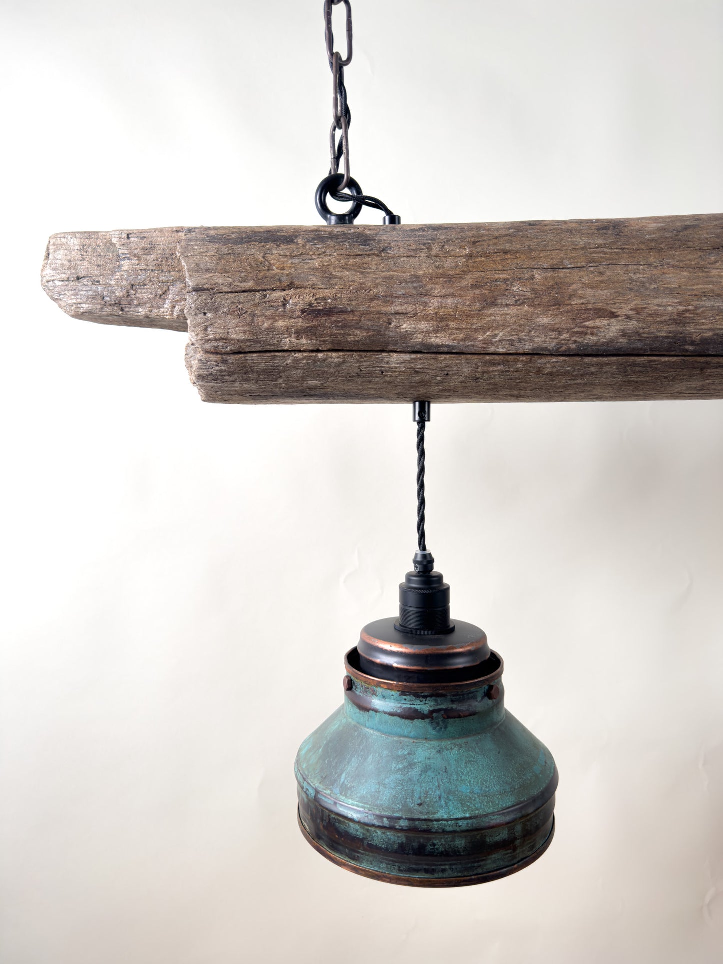 Driftbjelke - Rustic Driftwood & Copper Patina Chandelier