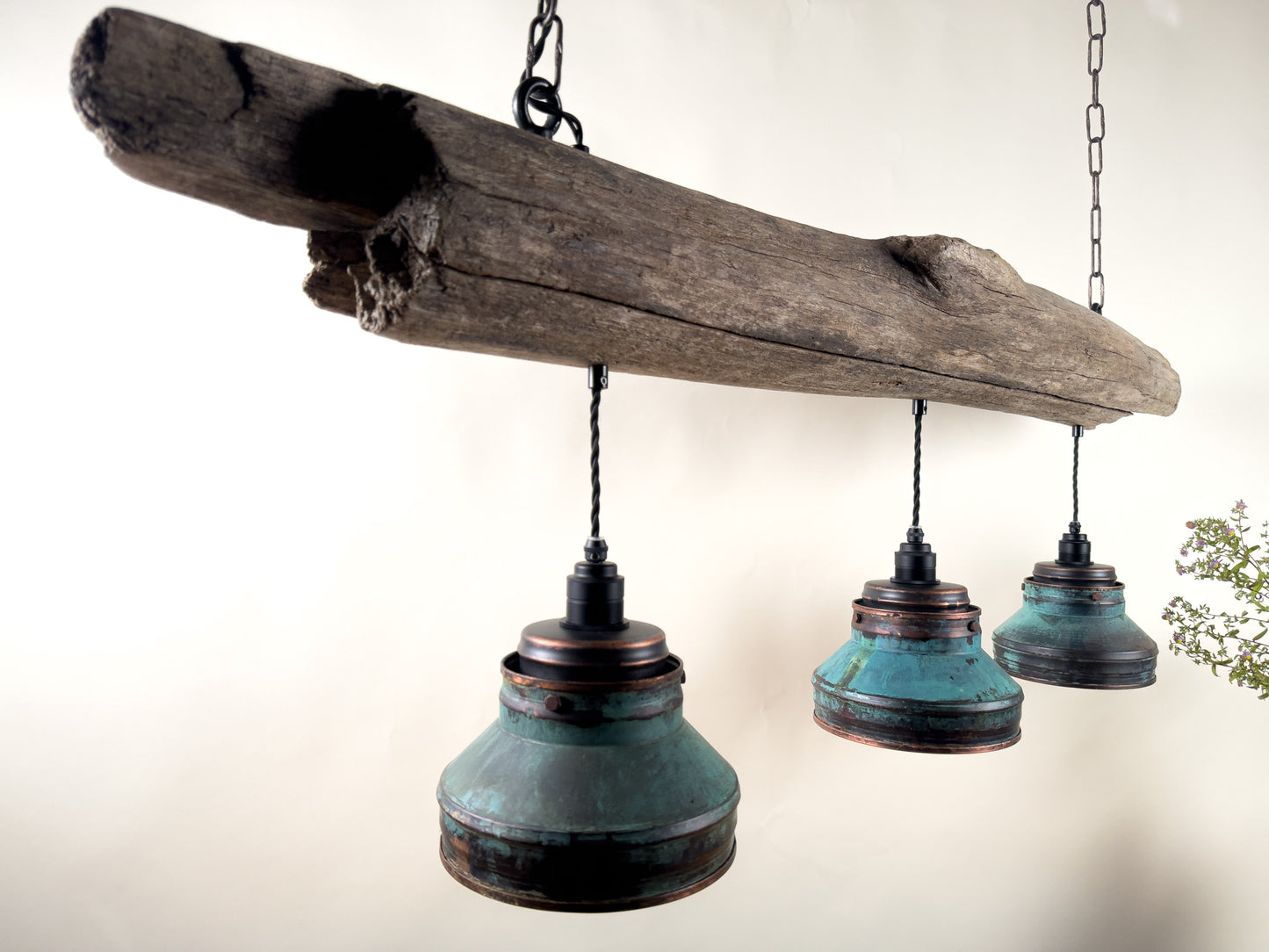Driftbjelke - Rustic Driftwood & Copper Patina Chandelier