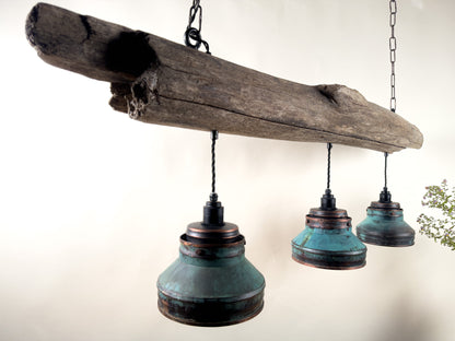 Driftbjelke - Rustic Driftwood & Copper Patina Chandelier