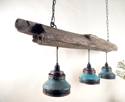 Driftbjelke - Rustic Driftwood & Copper Patina Chandelier