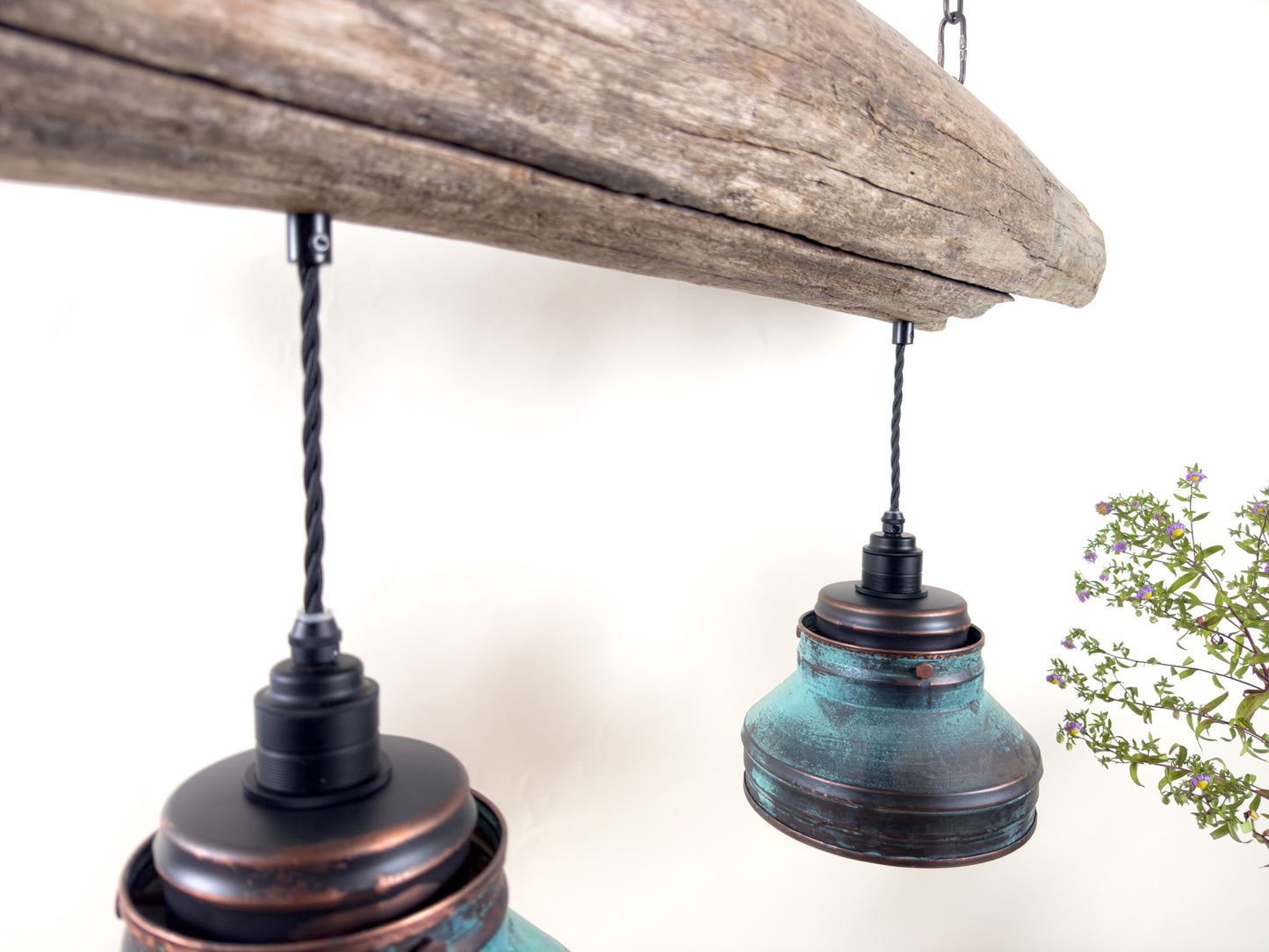 Driftbjelke - Rustic Driftwood & Copper Patina Chandelier