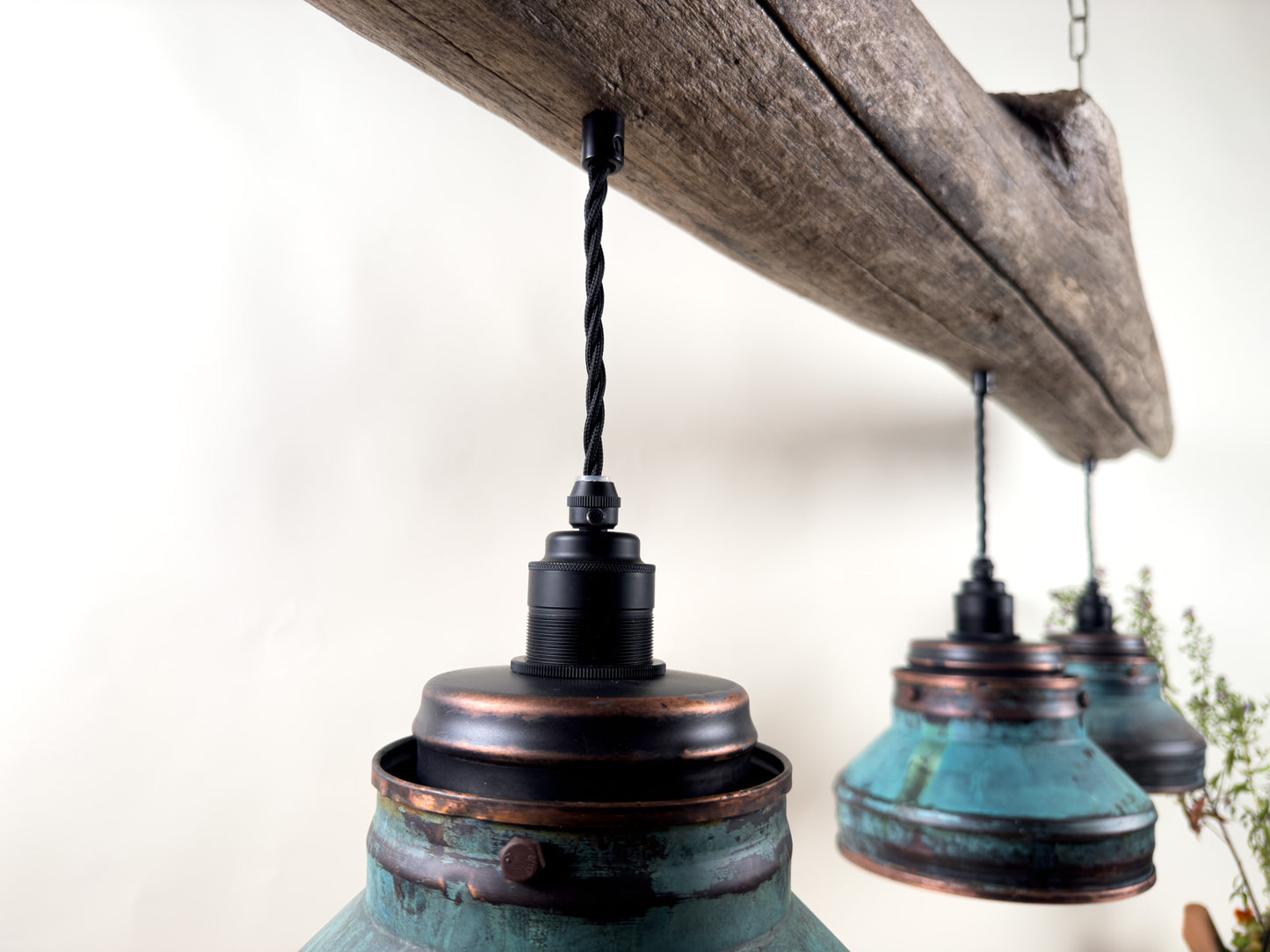 Driftbjelke - Rustic Driftwood & Copper Patina Chandelier