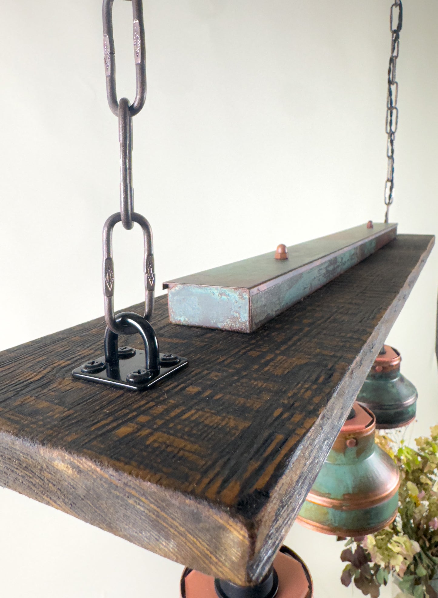 Rust and Pine - Unique handcrafted triple lighting fixture