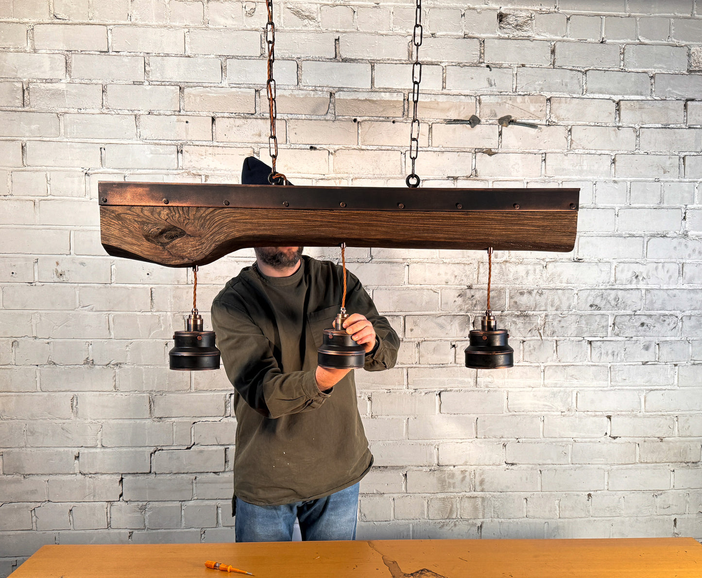 ElmForge – handcrafted rustic industrial pendant