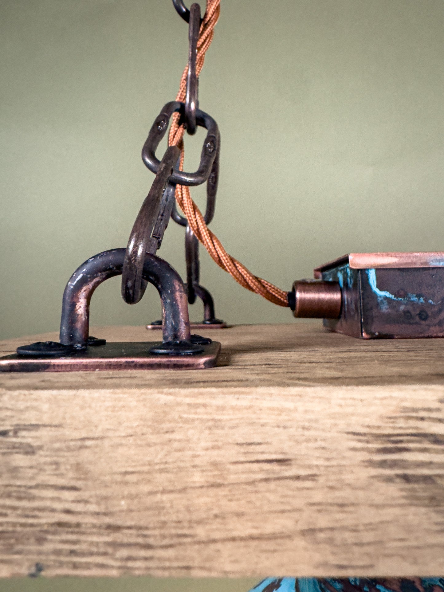 Triple Oak - patina freeze lighting fixture