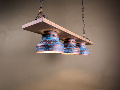 Triple Oak - patina freeze lighting fixture
