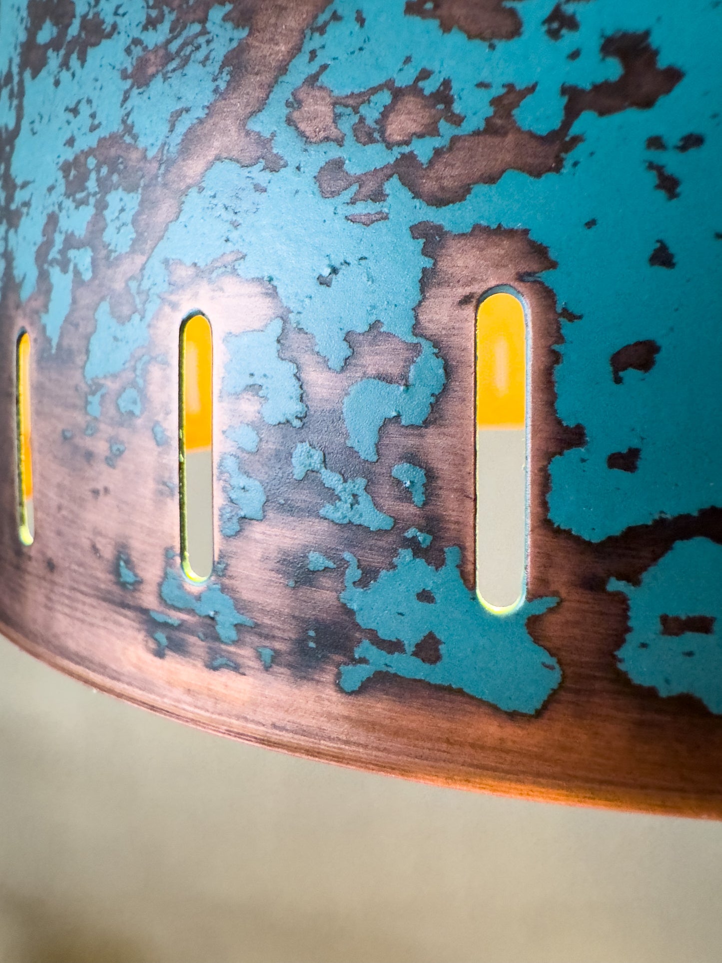 Blue Patina Copper Hanging Light – Rustic Industrial Pendant Lamp