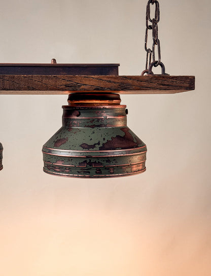 Heritage Oak - Triple Industrial Pendant Light