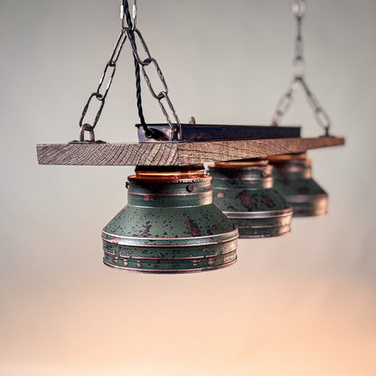 Heritage Oak - Triple Industrial Pendant Light