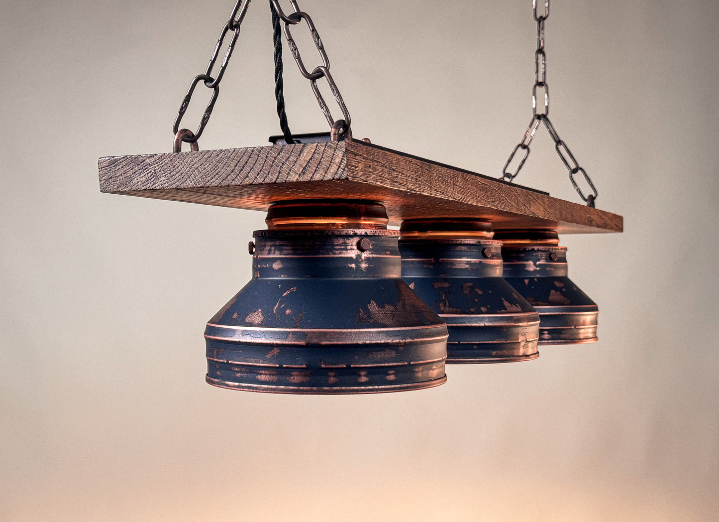 Heritage Oak - Triple Industrial Pendant Light