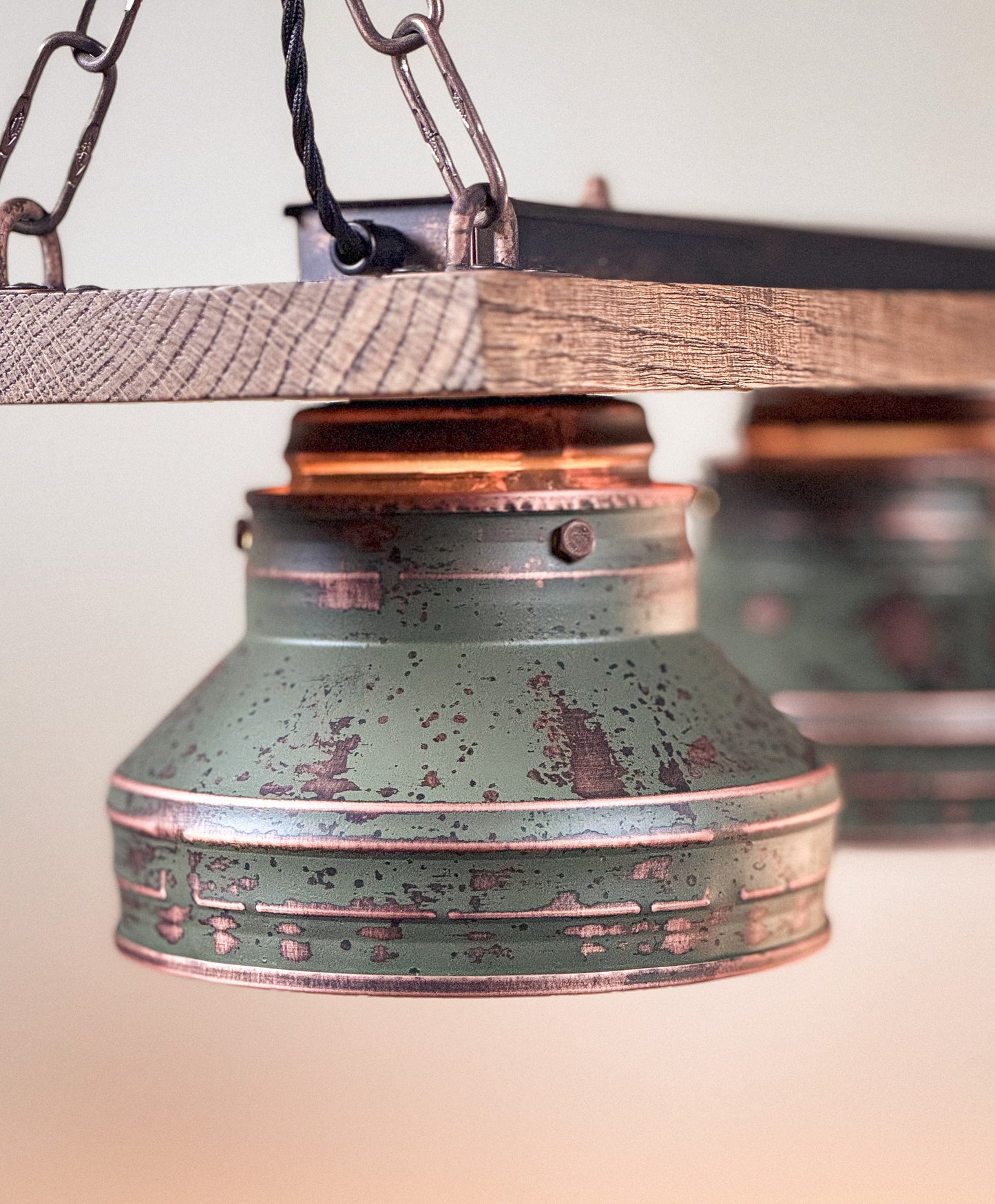 Heritage Oak - Triple Industrial Pendant Light