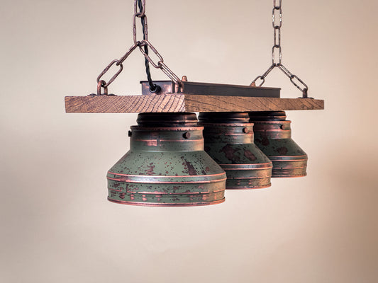 Heritage Oak - Triple Industrial Pendant Light