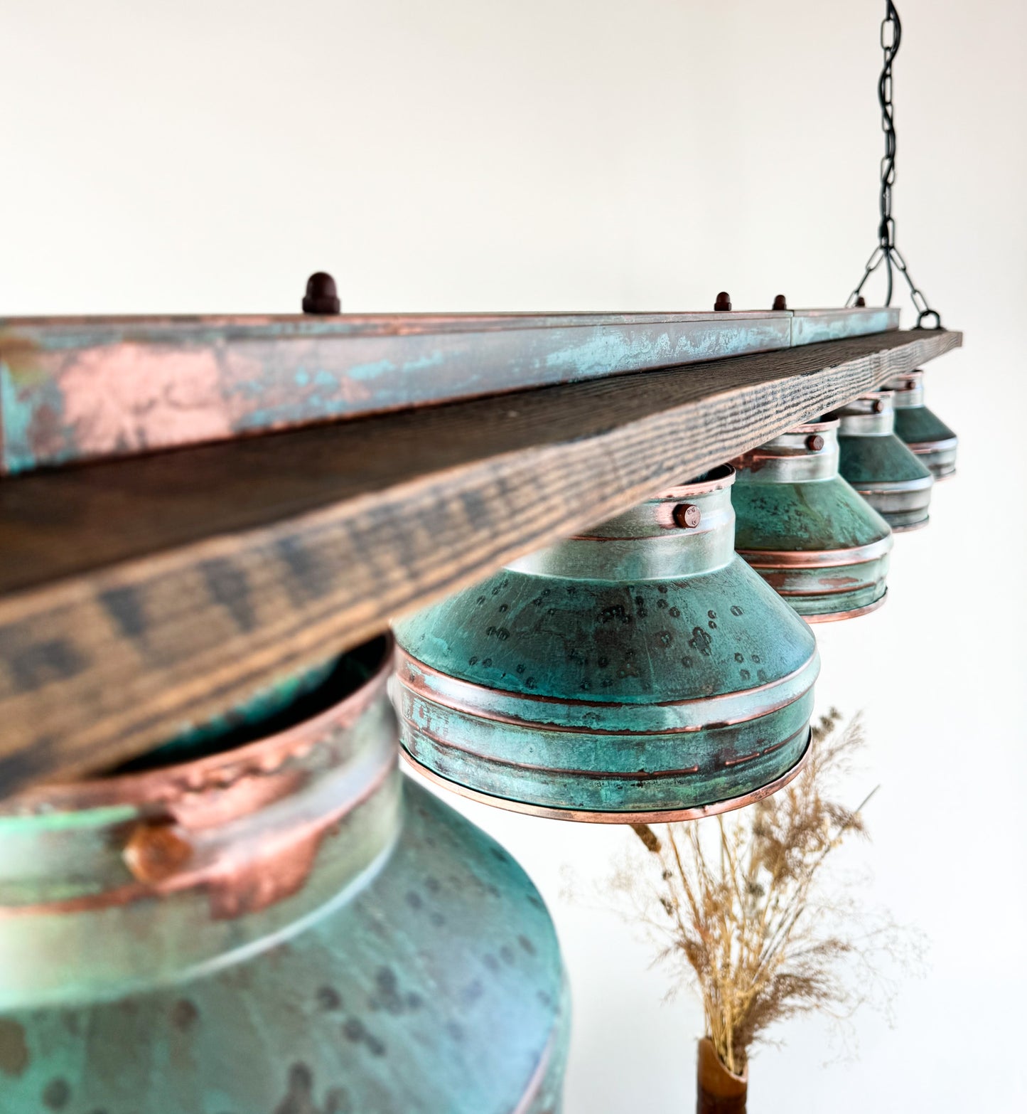 Industrial lighting , Copper lamp ,Patina Light fixture ,Rustic chandelier , Farmhouse lighting ,Pendant light, three bulbs