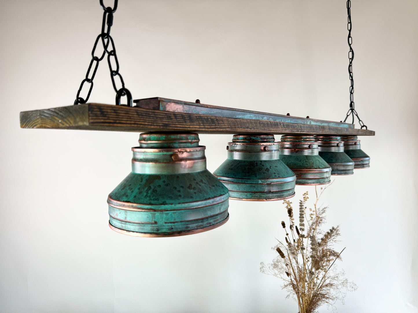 Industrial lighting , Copper lamp ,Patina Light fixture ,Rustic chandelier , Farmhouse lighting ,Pendant light, three bulbs